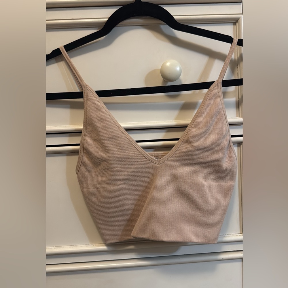 Tan Ribbed Crop Top